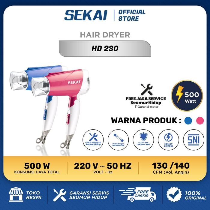 sekai hair dryer pengering rambut low watt hd 230 [mutu terbaik]