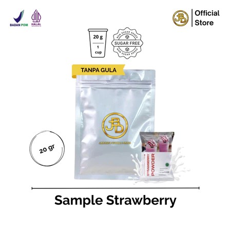 

Sample Bubuk Minuman Premium Rasa Rasa Strawberry Halal 20gr Siap Seduh | JBD
