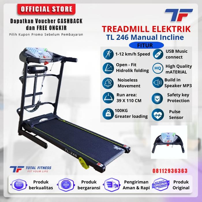 Alat Fitnes Treadmill Tl 246 - Treadmill Elektrik - Treadmil