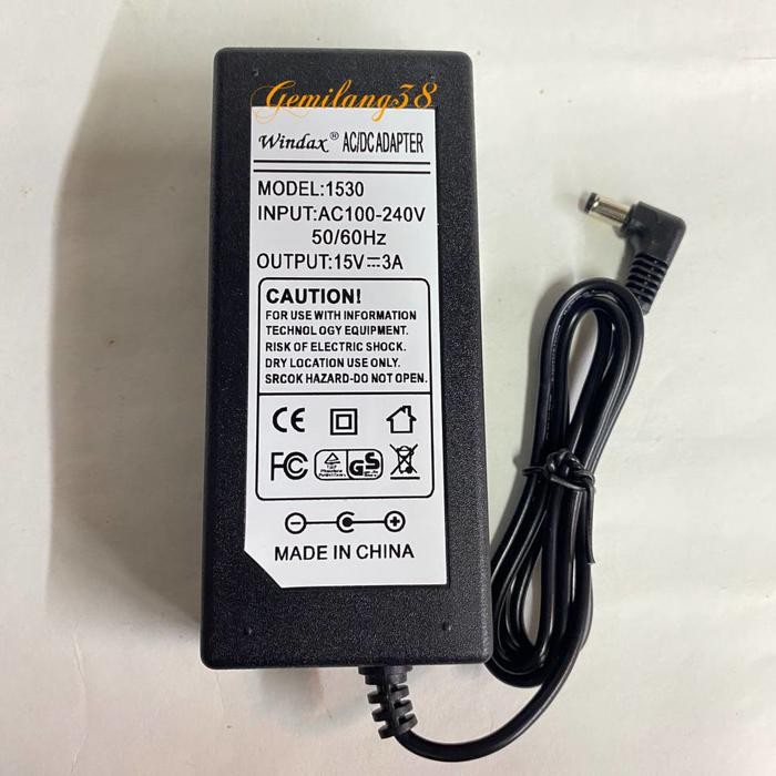 SWITCHING ADAPTOR 15V 3A / SWITCHING POWER SUPPLY PLASTIK 15V 3A