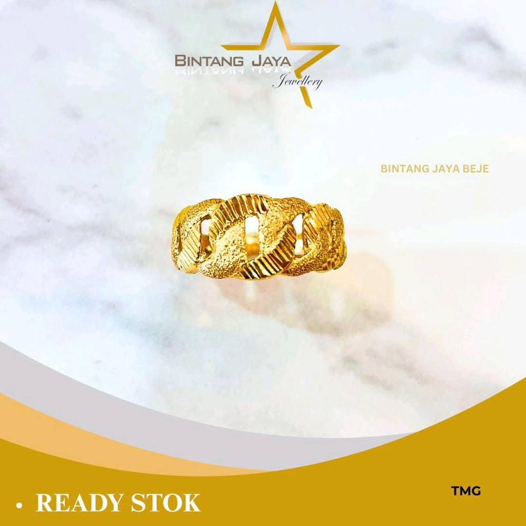 Cincin Emas Rantai Ukir Pasir Kadar (15K) Berat 3,23 Gram – Cincin Indah untuk Pernikahan & Acara Fo