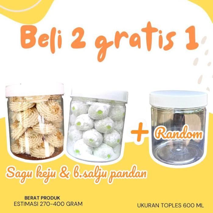 

[Beli 2 gratis 1] Beli sagu keju & boju pandan gratis 1 toples random