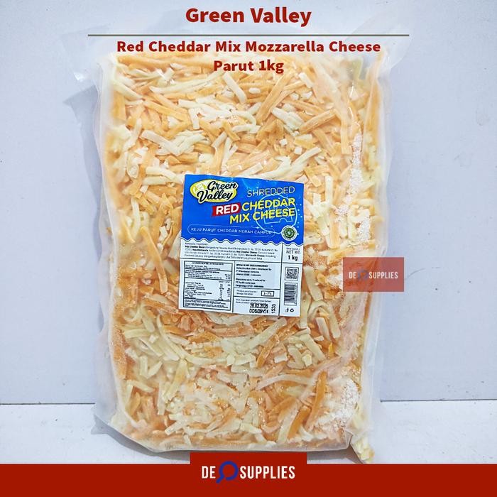 

Green Valley Red Cheddar Mix Mozzarella Cheese Keju Parut 1kg Halal