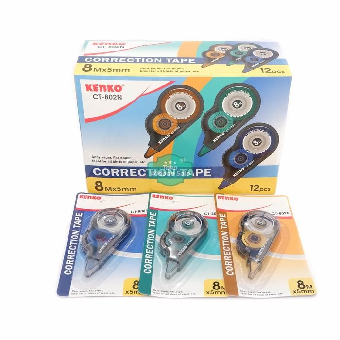 

tip ex kertas 8 meter kenko ct 802n correction tape tipex 12 buah kode 500
