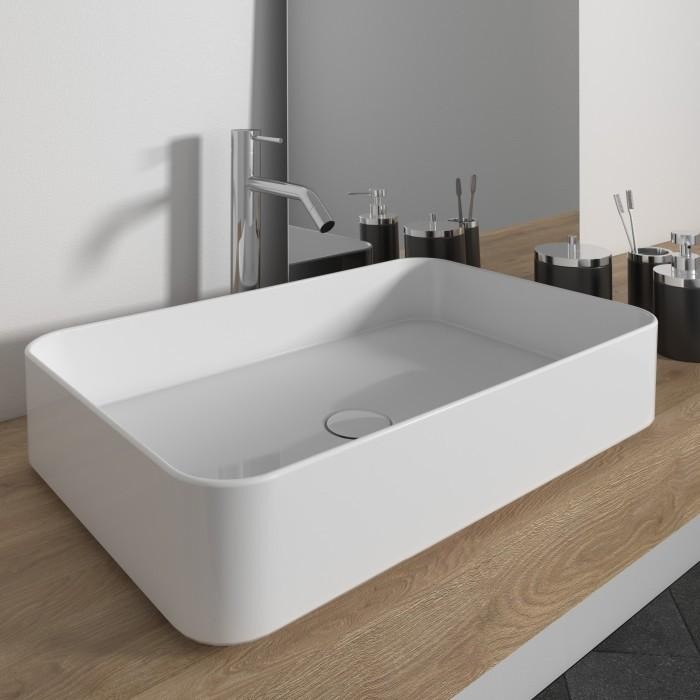 Wastafel Cuci Tangan Keramik Mewah Modern Kotak Super White