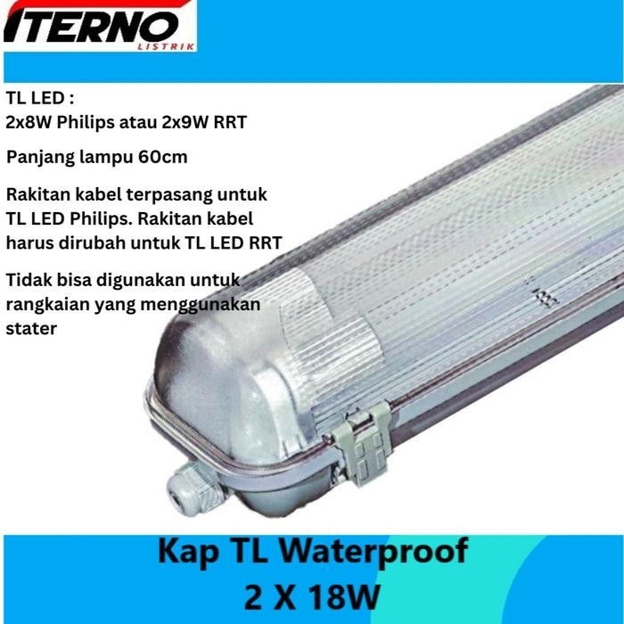 (Expert) Kap Lampu Waterproof 2x18 2x18W TL LED 2x8W IP65