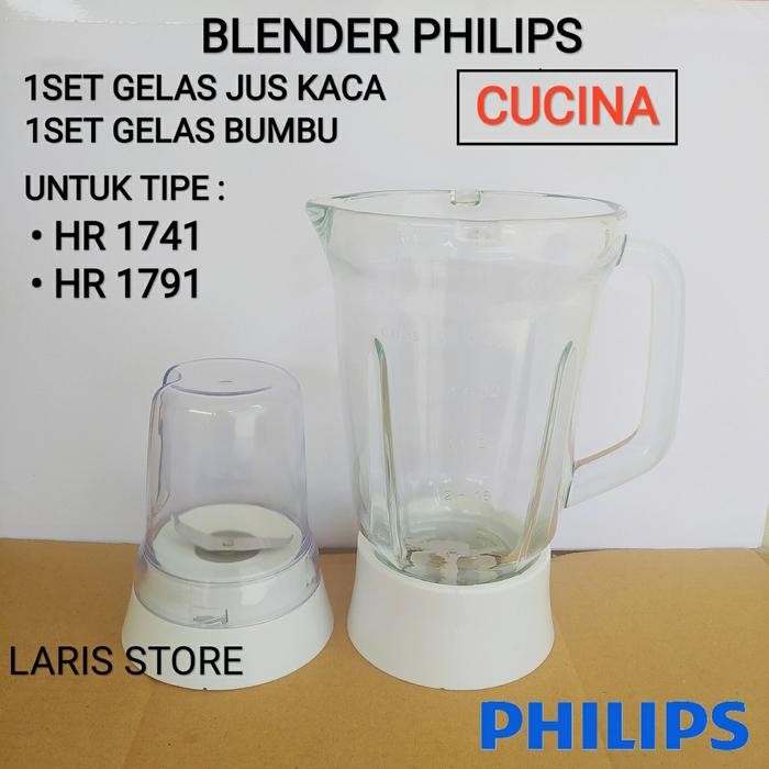 BEST PRODUCT Gelas Jus Kaca + Gelas Bumbu 1set Blender Philips Cucina HR 1741 1791