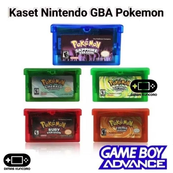 Kaset Nintendo GBA Pokemon Gameboy Advance Fire Red Sapphire SP Micro