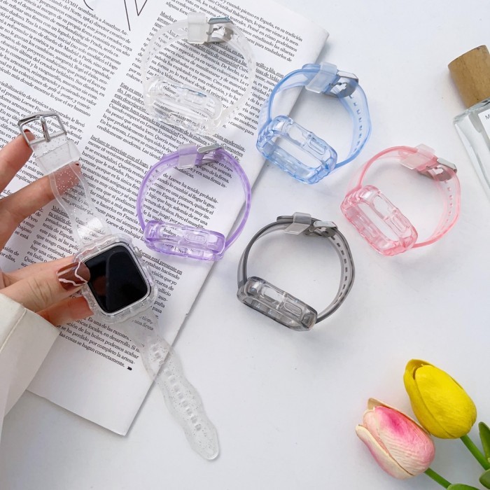 (Expert) FAVORITE Strap iWatch Transparan Generasi Glacier Bening Warna untuk