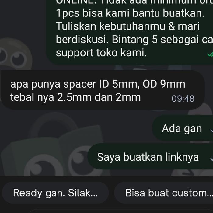 Spacer Ring ID 5mm, OD 9mm, Tebal 2.5mm