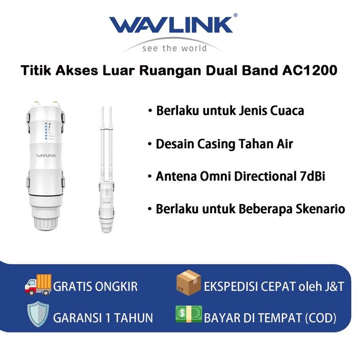 Promo Wavlink Ac1200 Dual Band Outdoor Access Point, Extender Wi-Fi Jarak Jauh Luar Ruangan Dengan