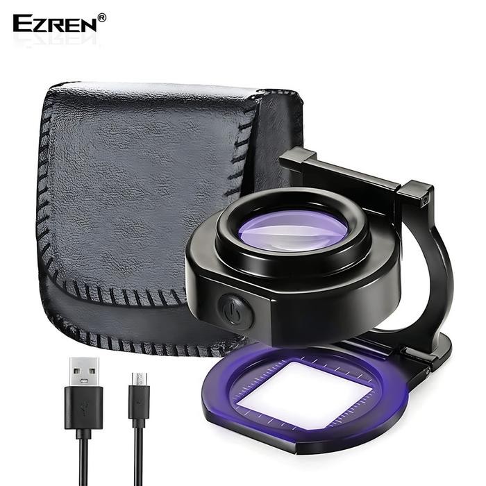 

Promo!! Ezren Ez-0351 Kaca Pembesar Lup 25X With 6 Light Usb Lipat Portabel