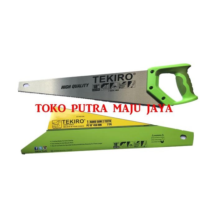 PREMIUM Gergaji Tangan Gagang TPR 2 Mata TEKIRO / Gergaji Kayu TEKIRO 18 Inch