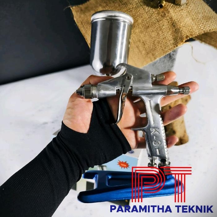 SPRAYGUN K3 R3 TABUNG ATAS / SPRAY GUN K 3 R 3 ALAT SEMPROTAN CAT NOZZLE KUPING 200 ML TANK KECIL