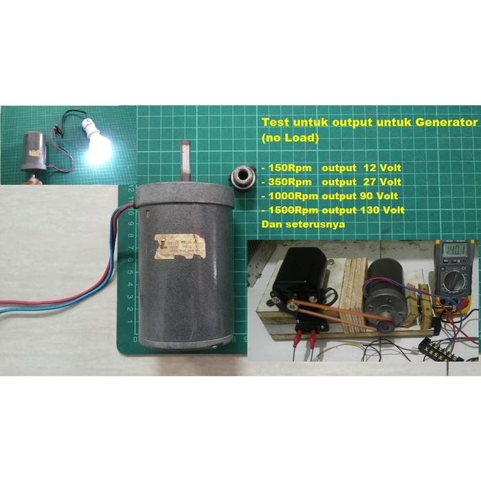 PREMIUM DC Motor Permanen Magnet 100V 1500Rpm Mini Generator Output 130 volt