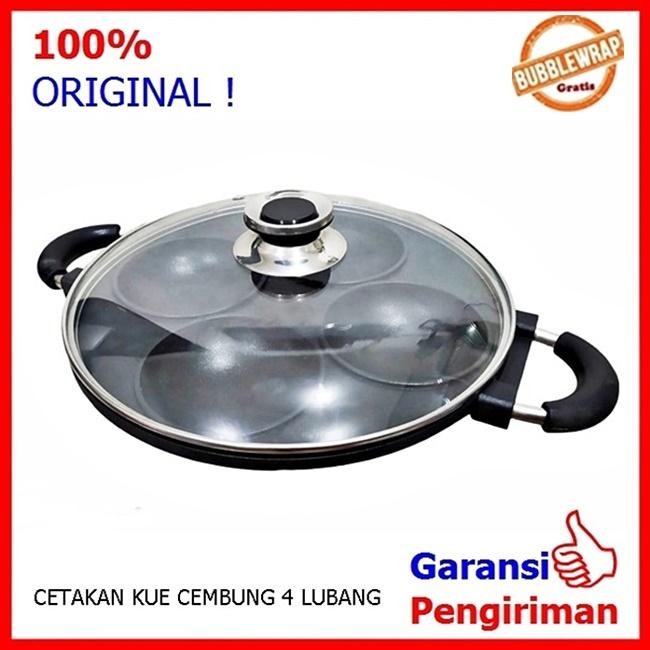 

Cetakan Kue Surabi Serabi Cake Mould Tefflon Anti Lengket Plus Tutup Kaca 4 Lubang Gratis Ongkir