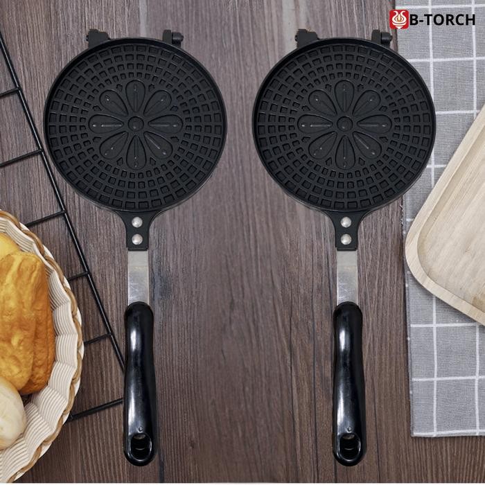 

B-Torch Teflon Cetakan Kue Semprong Egg Roll Premium Teflon Pan Anti Lengket Model Jepit Gratis