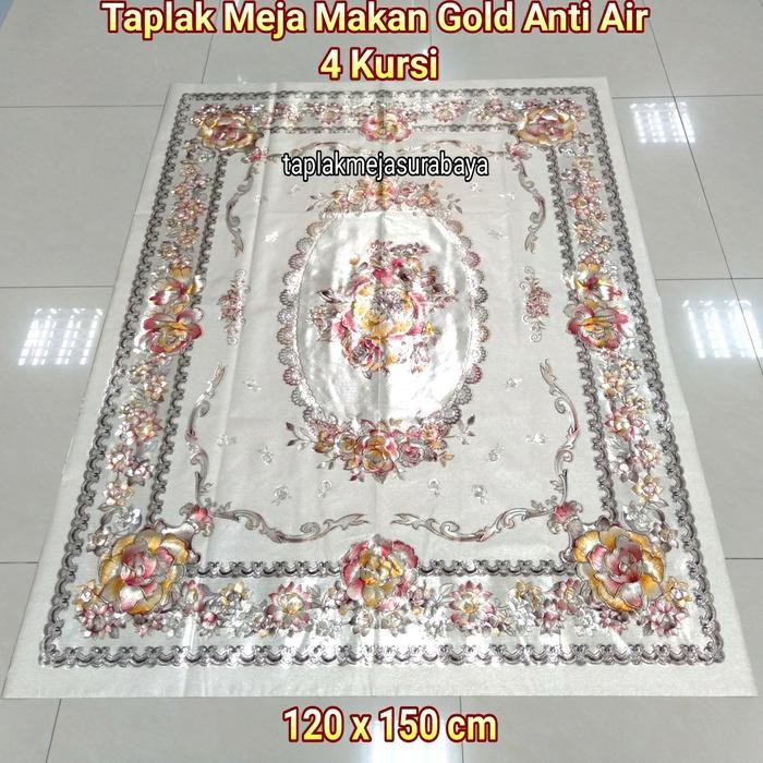 Taplak Meja Makan Plastik 4 Kursi - Taplak Meja Makan Mewah Gold