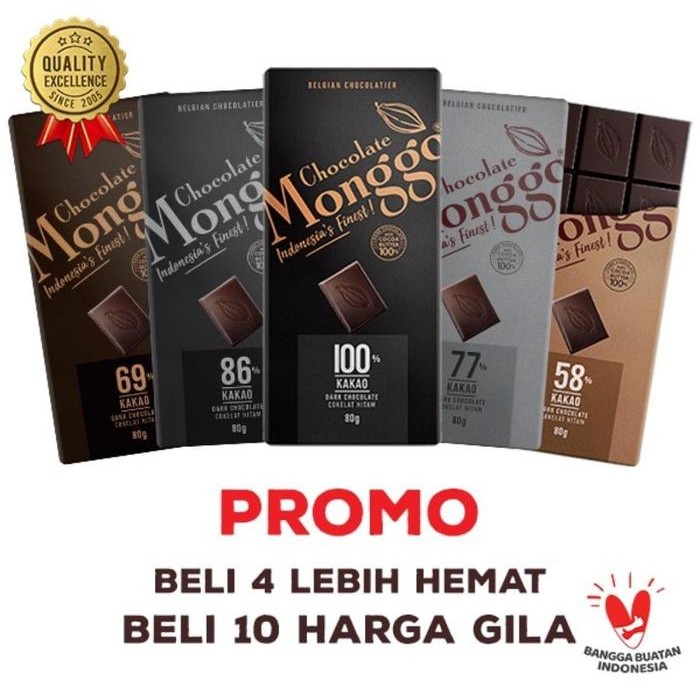 

Chocolate Monggo 80g Collection 23 Flavors Dark Coklat Snack Sehat