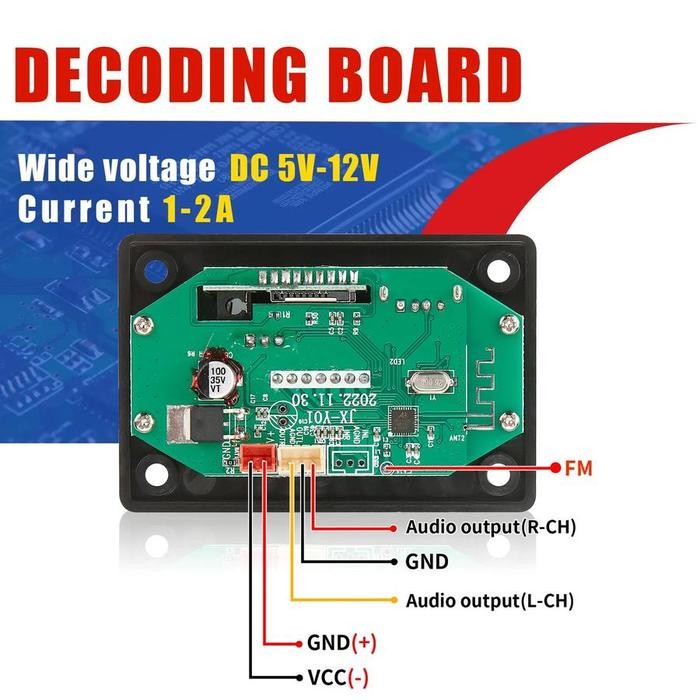Modul Mp3 Bluetooth 5.0 Usb Fm Diy Player 12V Digital Audio Player