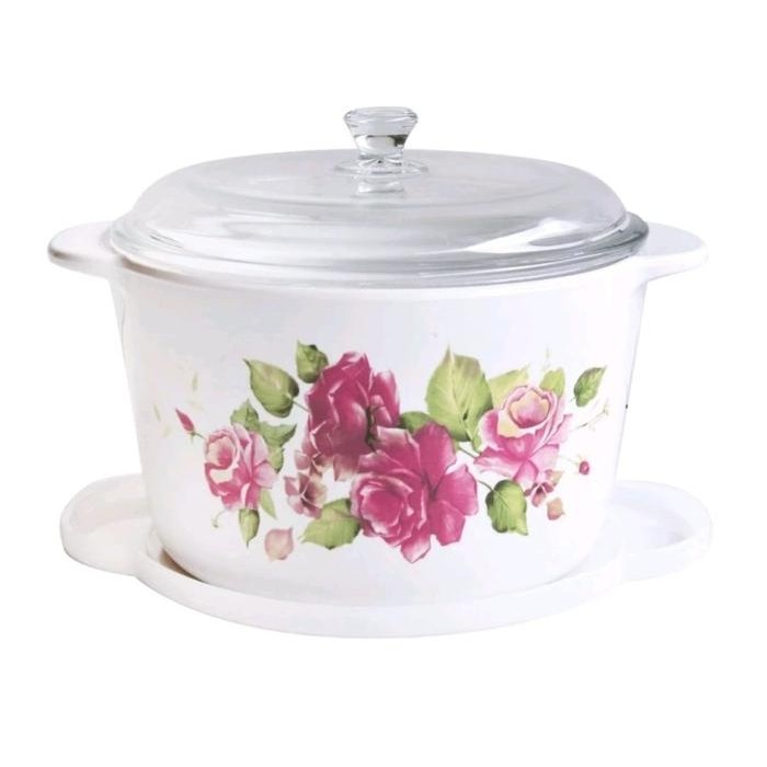 PANCI MASAK POT KACA LUMINARC VITRO BLOOMING AMBER CASSEROLE 3 LITER