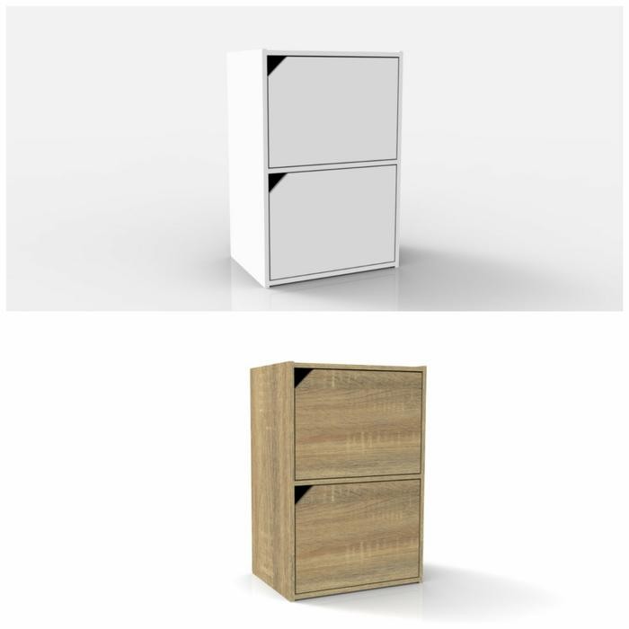 RAK LEMARI SERBAGUNA / RAK BUKU PINTU MINIMALIS / RAK BUKU SUSUN 2 FURNITURE