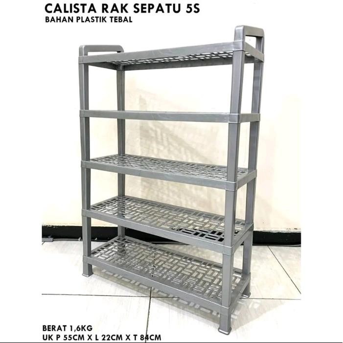 RAK SEPATU RAK SANDAL PLASTIK 5 SUSUN 4 SUSUN COSMIC ABU-ABU RAK SANDAL CALISTA PLASTIK