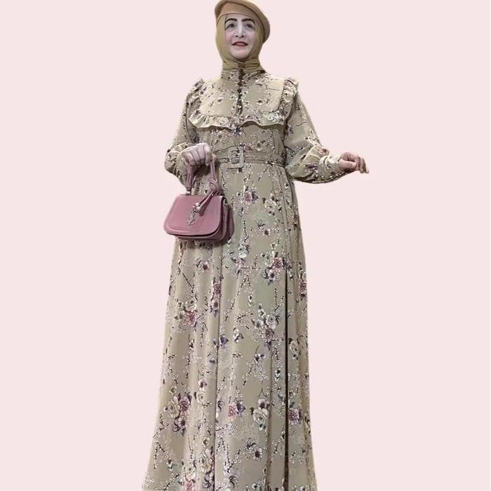 Veronica Gamis Mutiara Rempel Dada Ceruty Babydoll Premium Full Furing Kondangan Seo