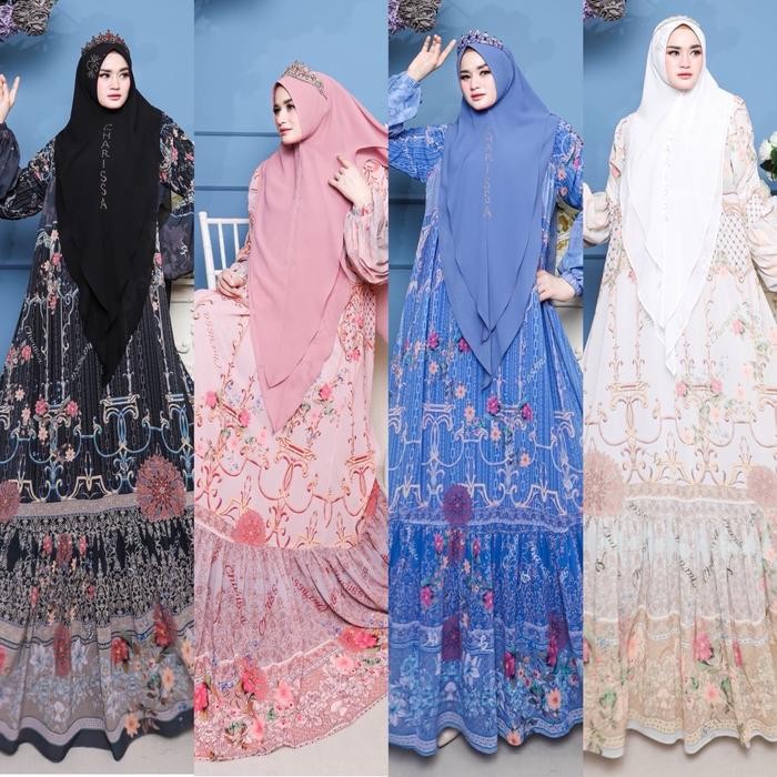 Aurora Series Set SyarI Printing Premium Charissa SyarI Gamis Mewah Muslim Syari Cantik
