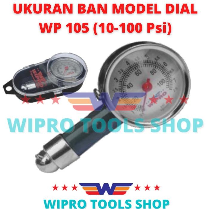 Wipro Pengukur Tekanan Angin Ban Model Jarum / Dial 100 Psi Wp 105
