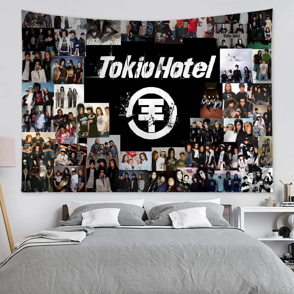 Tokio Hotel Tom Bill Kaulitz Cartoon Tapestry Art Science Fiction Room Home Decor Wall Hanging Home