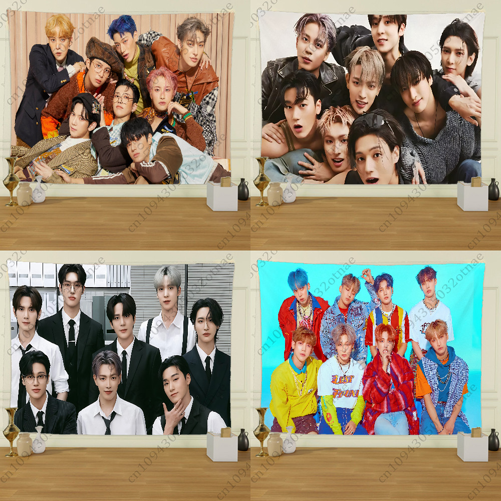 Kpop Boys A-Ateezs Tapestry Flag Creative Pattern Photo Living Room Wall Art Tapestry Decor Party