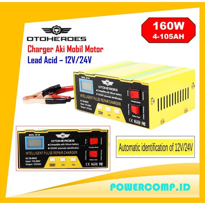 Charger ACCU ACU 12 Volt Otomatis OTOHEROES Charger Aki Mobil Battery Charger 12V/24V - Lead Acid