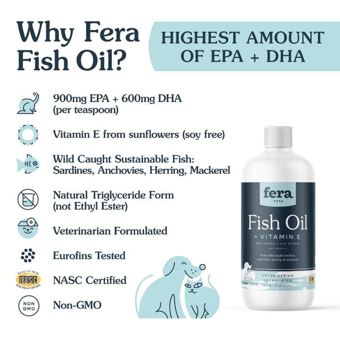 Fera Fish Oil 8 16 Oz Dog Cat Minyak Ikan Anjing Kucing Epa Dha Omega3