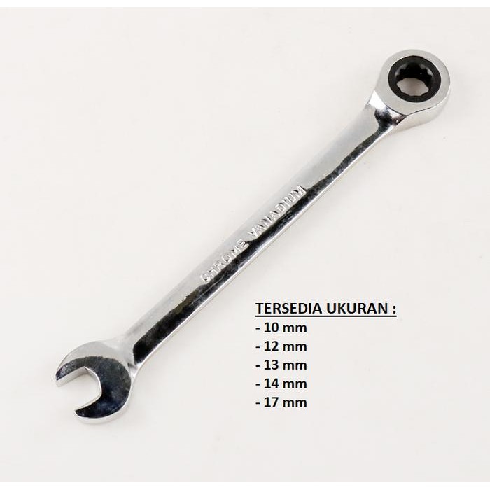 Kunci Ring Pas Ratchet Kombinasi Chrome Vanadium
