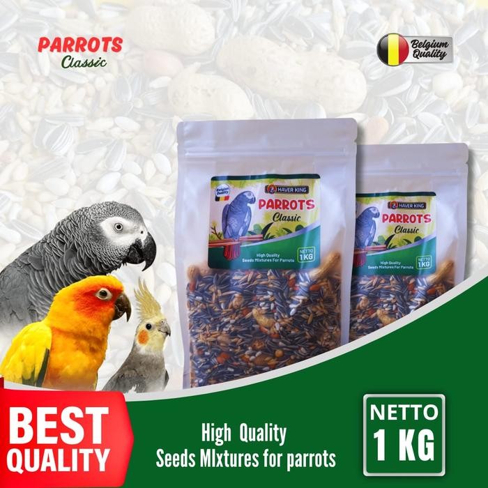 Parrot Classic 1 Kg Haver King Makanan Burung Parrot Afgrey Conure Etc