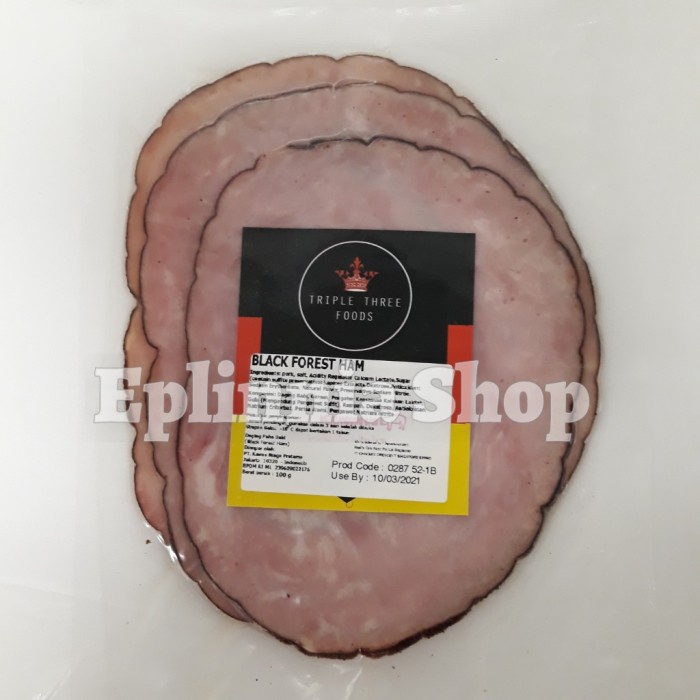 

TRIPLE THREE FOODS BLACK FOREST HAM 100 GR - PORK HAM KODE 1352