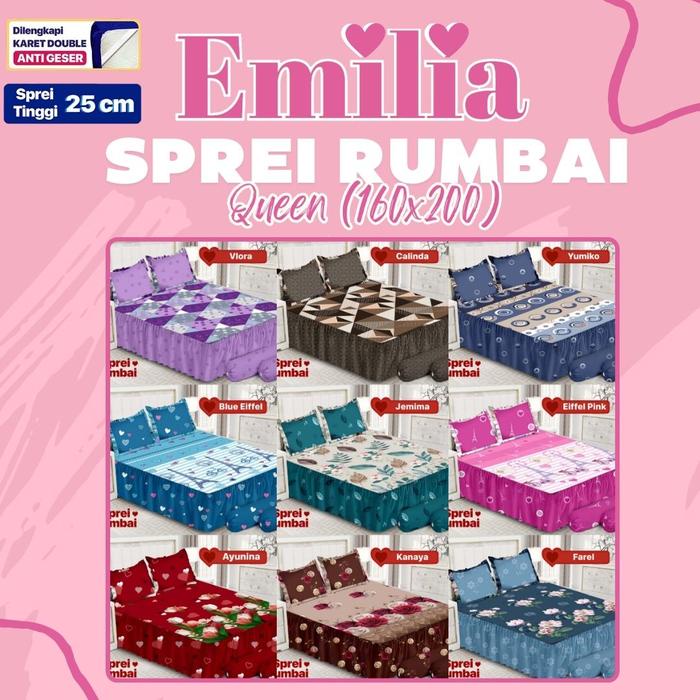 Emilia - Sprei Rumbai Queen (160X200) By Bonita Terlaris Pilihan