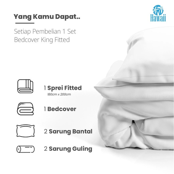 Satu Set Bedcover Hawaii My Love 180X200, Bedcover Sprei Tidak Rumbai4