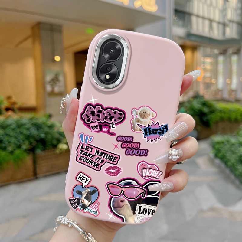 Casing Hp Untuk OPPO A18 A38 A2x A17 A17K A16 A16s A54s A15 A15s A35 4G Case Casing HP pola sapi Kas