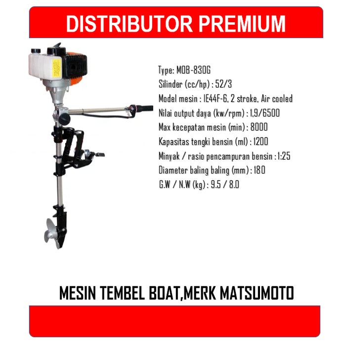 Mesin Tempel Perahu Outboard 3 Pk Matsumoto
