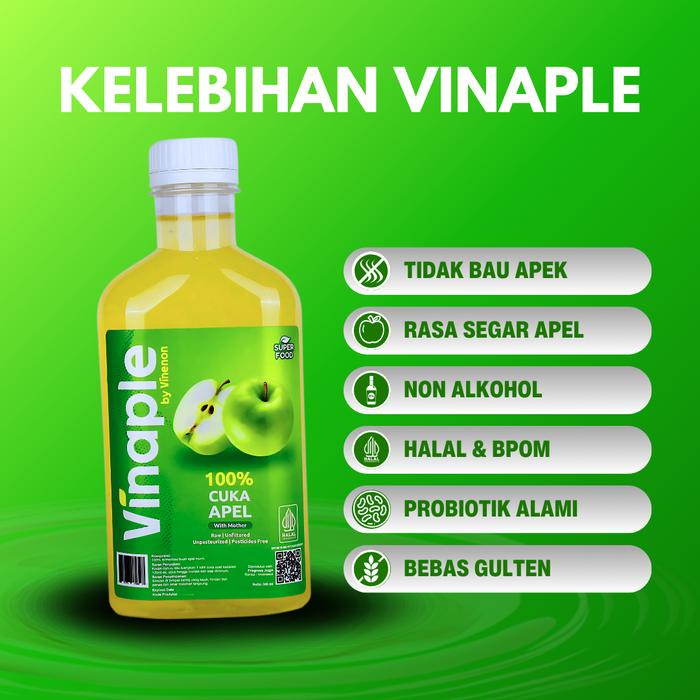 

terbaru !!! 2 botol vinaple cuka buah apel premium - stabilkan gula darah, kolesterol, asam urat -