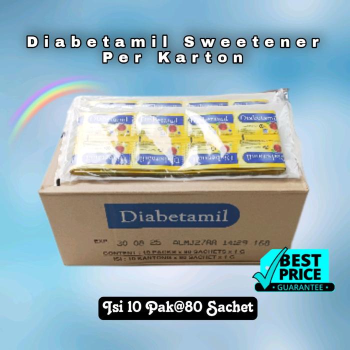 

terbaru !!! diabetamil sweetener per karton isi 10 pak bebas gula ready
