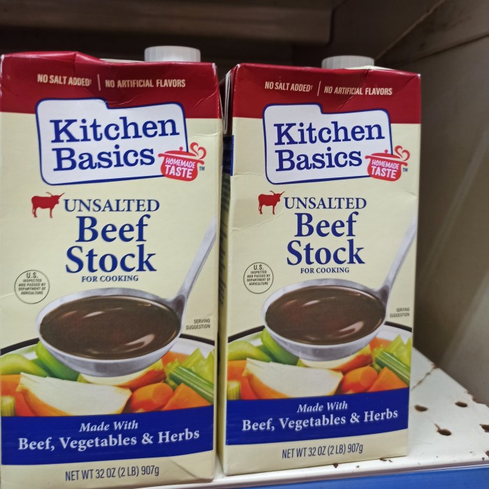 

terbaru !!! kitchen basics beef stock unsalted 907gr ready