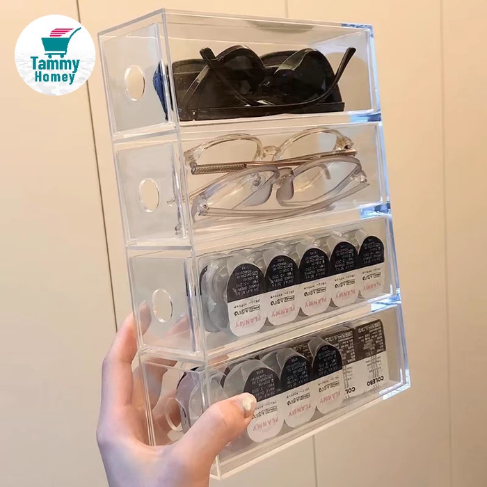 

Rak Penyimpanan Kacamata Kotak Aksesoris Alat Make Up Alat Tulis / Glasses Organizer Acrylic Drawer