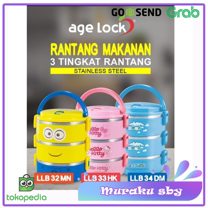 Rantang Makanan Karakter Age Lock 3 Tingkat