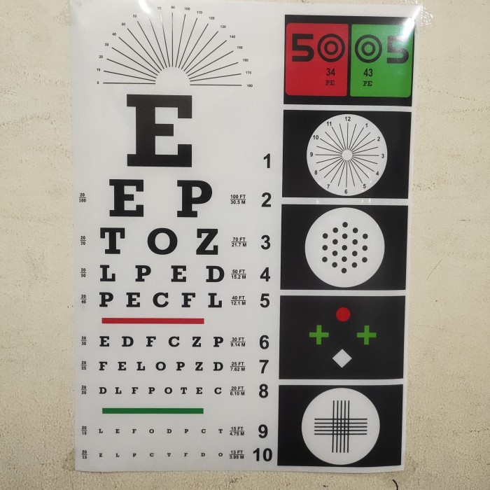 

snellen chart huruf 6M/kertas film/tebal/mengkilat