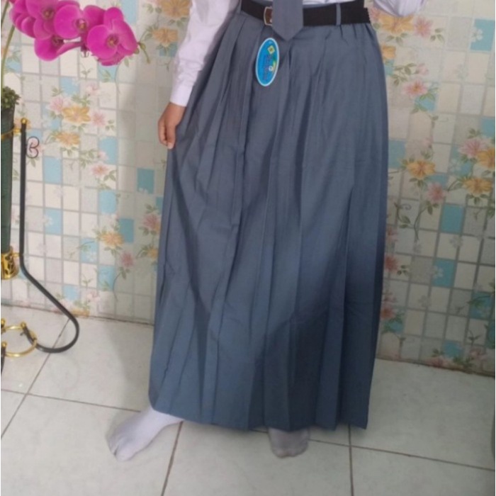 ROK SMA ABU ABU REMPEL PANJANG MEREK SERAGAM