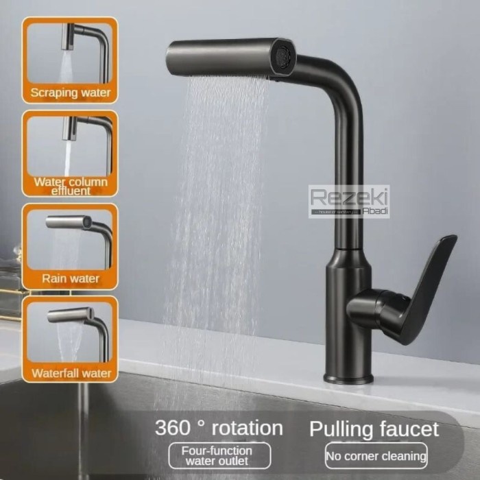 Paloma - Kran Angsa Stainless304 Kran Dapur 4 Mode Sprayer Kran Dapur Cuci Piring Waterfall