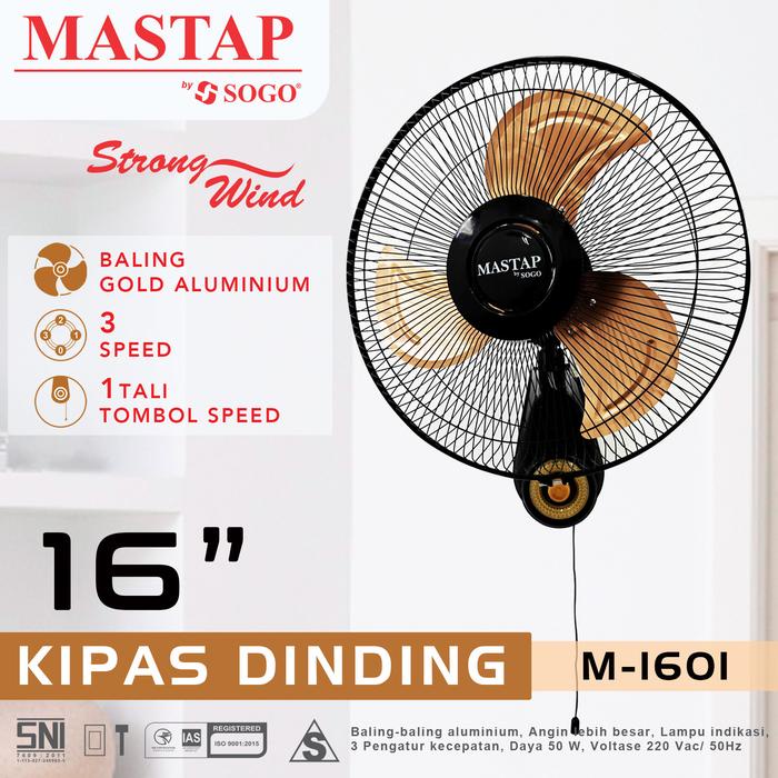Lintang Elektrik - Mastap Kipas Dinding 16" M-1601 Wall Fan Baling Aluminium